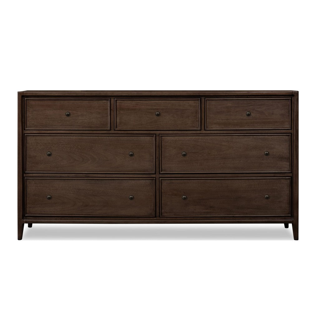Carlos Wide Dresser with 7 Drawers | Pecan Brown Solid Mango Wood