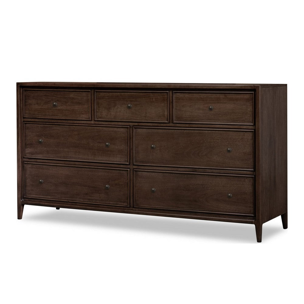 Carlos Wide Dresser with 7 Drawers | Pecan Brown Solid Mango Wood