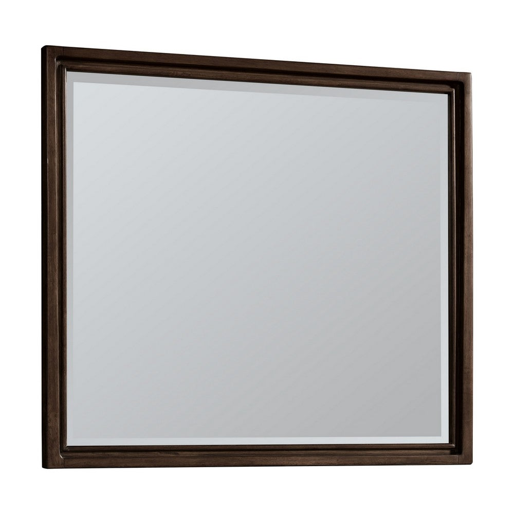 Carlos Traditional Accent Dresser Mirror | Pecan Brown Framed Wood 36x40