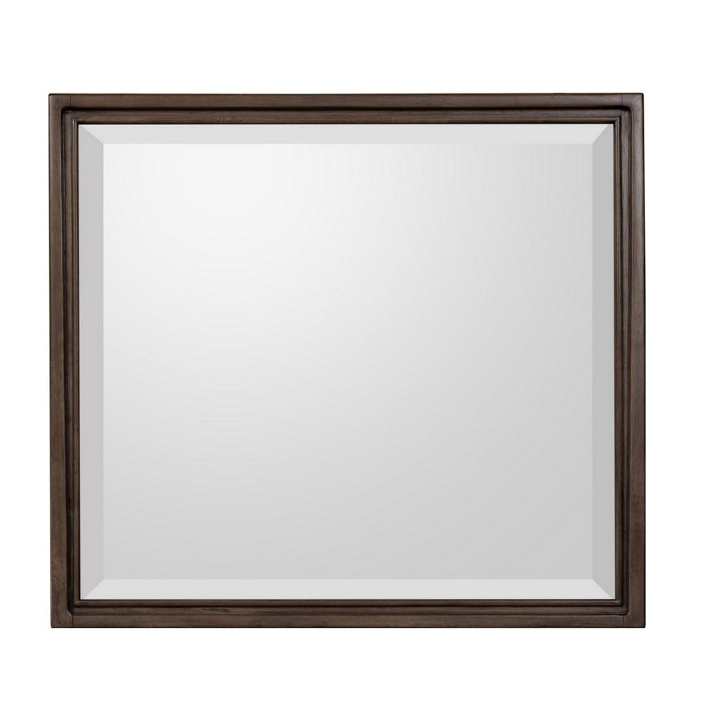 Carlos Traditional Accent Dresser Mirror | Pecan Brown Framed Wood 36x40