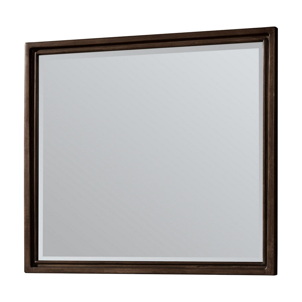 Carlos Traditional Accent Dresser Mirror | Pecan Brown Framed Wood 36x40