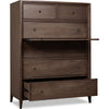 Carlos Tall Dresser Chest with 6 Drawers | Pecan Brown Solid Wood