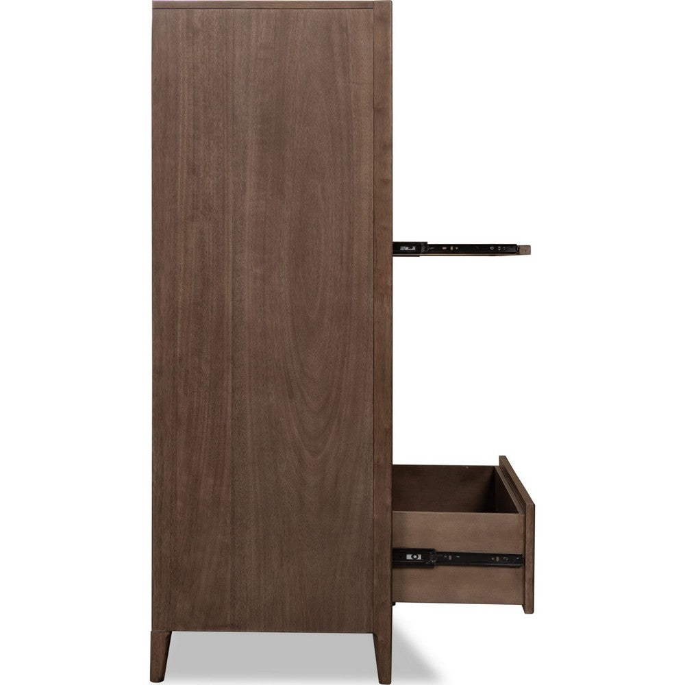 Carlos Tall Dresser Chest with 6 Drawers | Pecan Brown Solid Wood