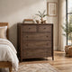 Carlos Tall Dresser Chest with 6 Drawers | Pecan Brown Solid Wood