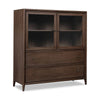 Carlos Storage Chest with Glass Doors & Drawers | Pecan Brown Wood 54"