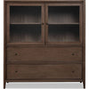 Carlos Storage Chest with Glass Doors & Drawers | Pecan Brown Wood 54"