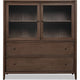 Carlos Storage Chest with Glass Doors & Drawers | Pecan Brown Wood 54"