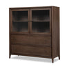 Carlos Storage Chest with Glass Doors & Drawers | Pecan Brown Wood 54"