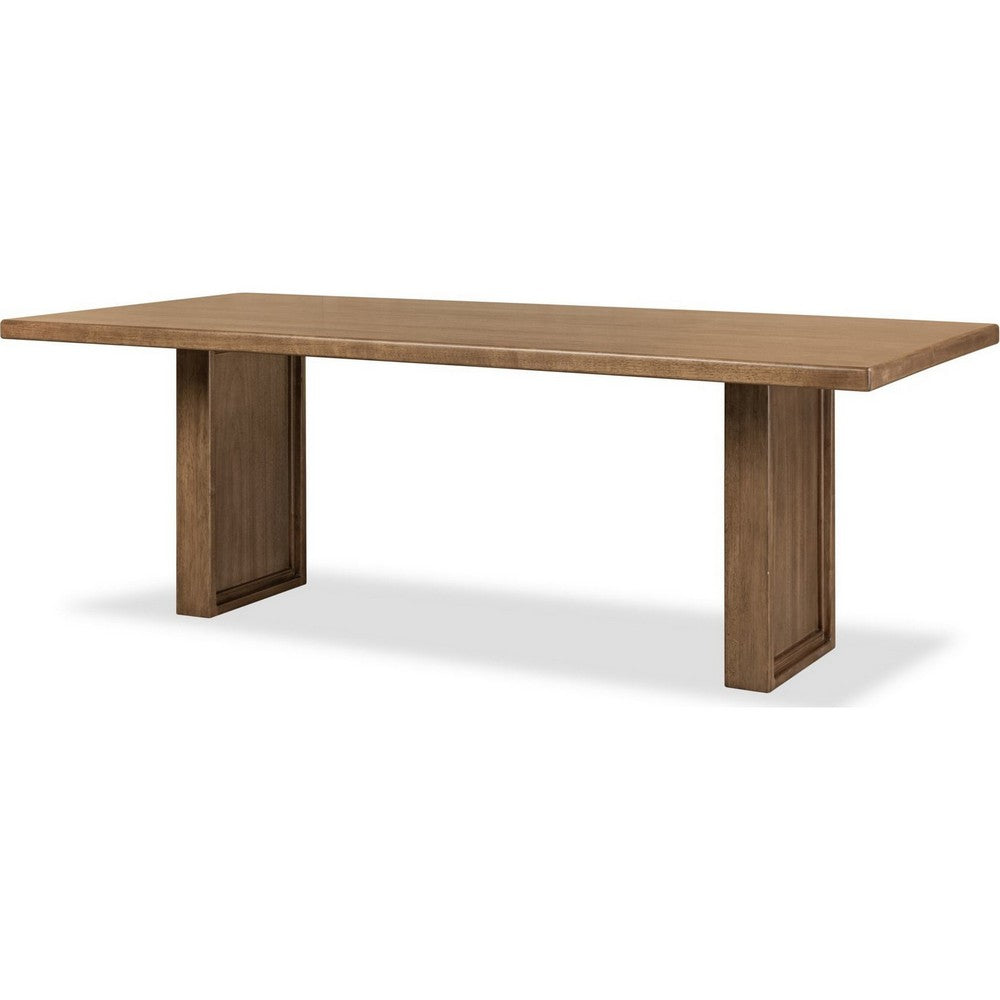 Carlos Fixed Dining Table with Panel Base | Toffee Crunch Solid Wood 84"