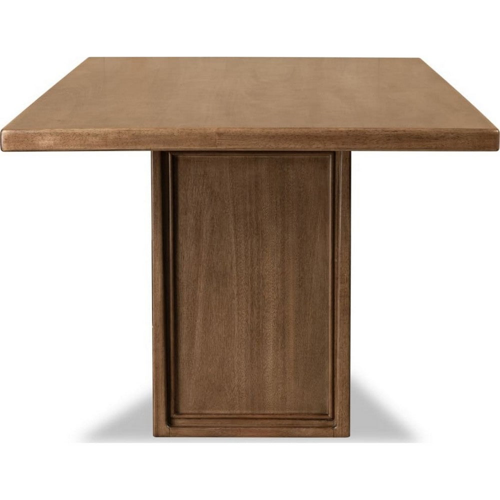 Carlos Fixed Dining Table with Panel Base | Toffee Crunch Solid Wood 84"