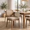 Carlos Dining Chair | Turned Legs | Chenille Fabric | Brown Mango Wood