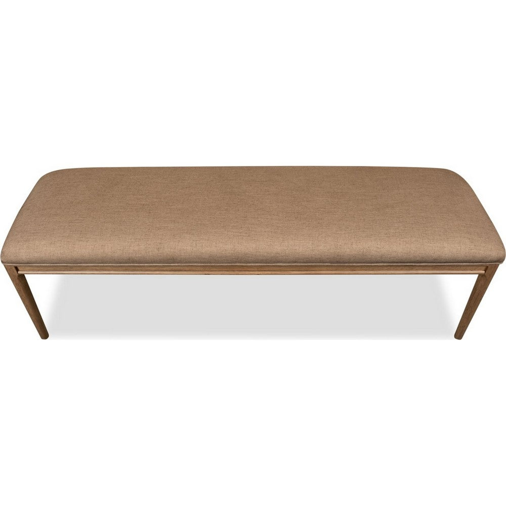 Carlos Dining Bench with Turned Legs | Chenille Seat | Brown Mango Wood 60"