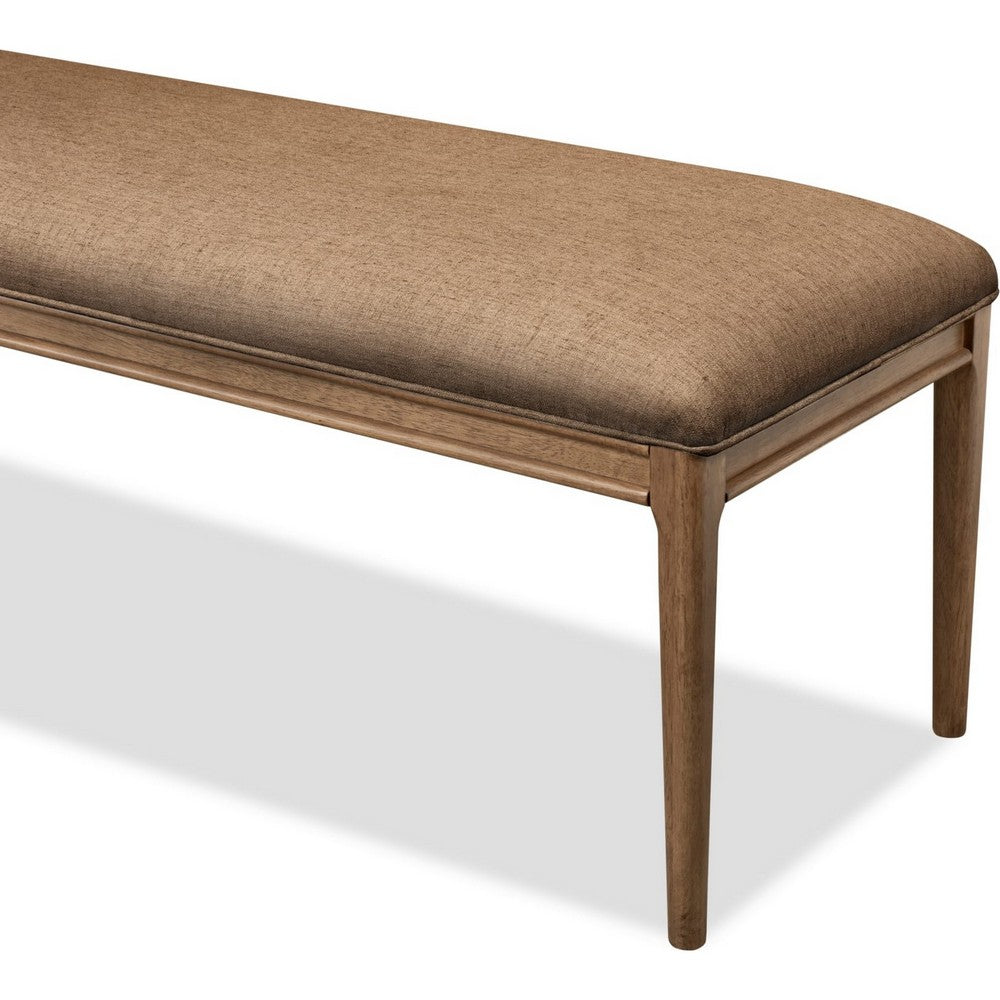 Carlos Dining Bench with Turned Legs | Chenille Seat | Brown Mango Wood 60"