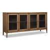 Carlos Dining Sideboard | 4 Doors | Glass Front | Brown Mango-Rubberwood 68"
