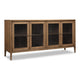 Carlos Dining Sideboard | 4 Doors | Glass Front | Brown Mango-Rubberwood 68"
