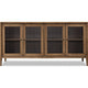Carlos Dining Sideboard | 4 Doors | Glass Front | Brown Mango-Rubberwood 68"