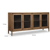 Carlos Dining Sideboard | 4 Doors | Glass Front | Brown Mango-Rubberwood 68"
