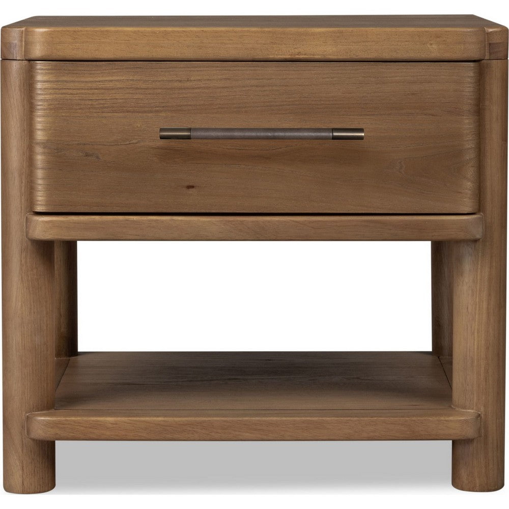Joa Nightst& for Bedroom | 1 Lower Shelf & Drawer | Brown Rubberwood