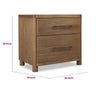 Joa Nightst& for Bedroom | 2 Drawers with Antique Brass H&les | Brown