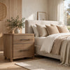 Joa Nightst& for Bedroom | 2 Drawers with Antique Brass H&les | Brown