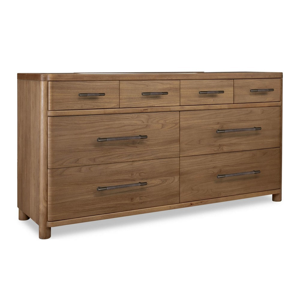 Joa 68" Wide Dresser | 8 Drawers with Antique Brass H&les | Brown