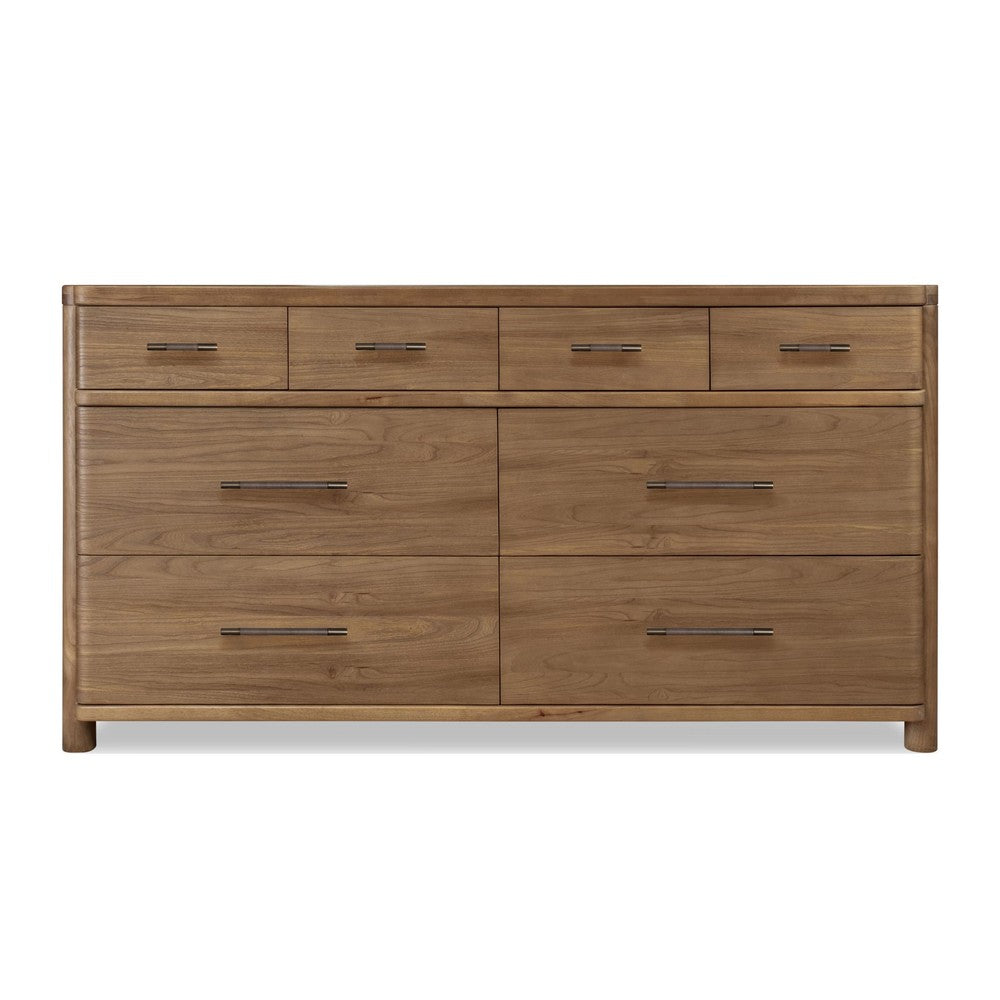 Joa 68" Wide Dresser | 8 Drawers with Antique Brass H&les | Brown