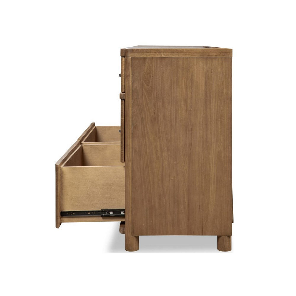 Joa 68" Wide Dresser | 8 Drawers with Antique Brass H&les | Brown