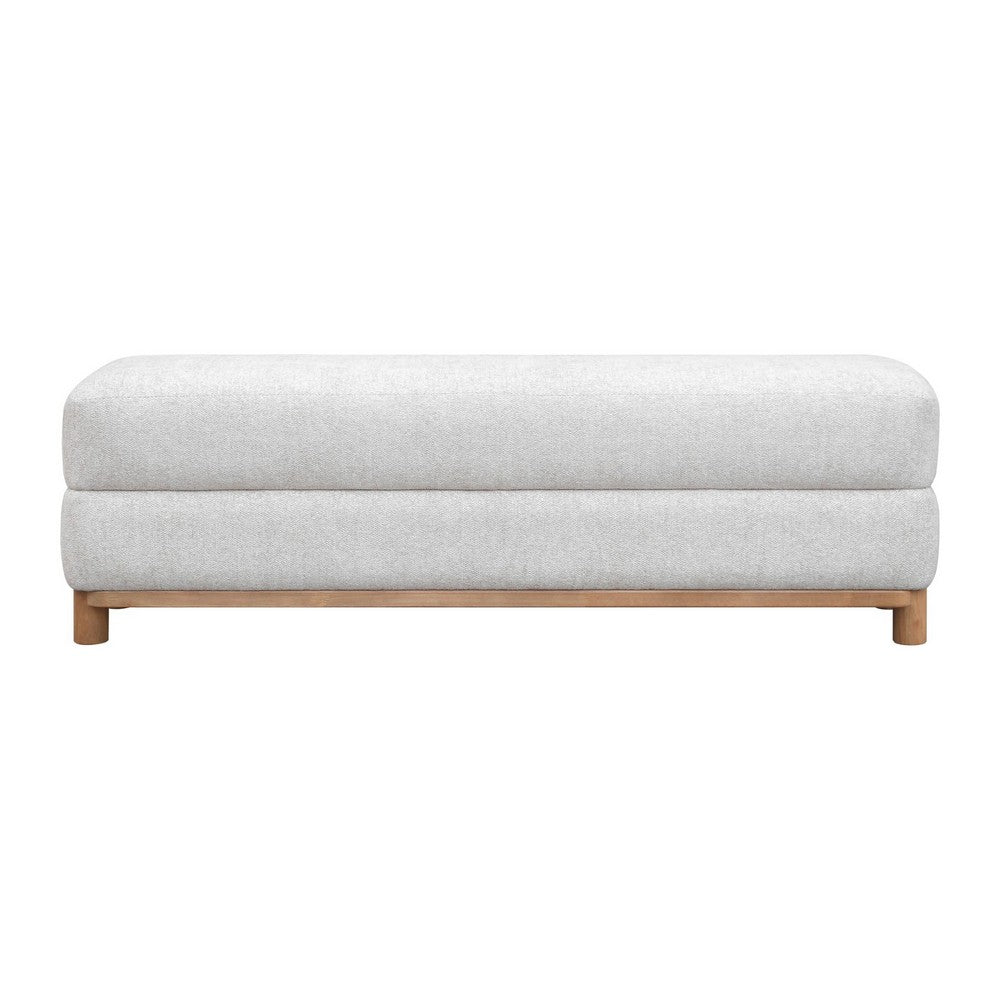 Joa Bedside Bench | Beige Chenille | Brown Rubberwood Frame | 60"