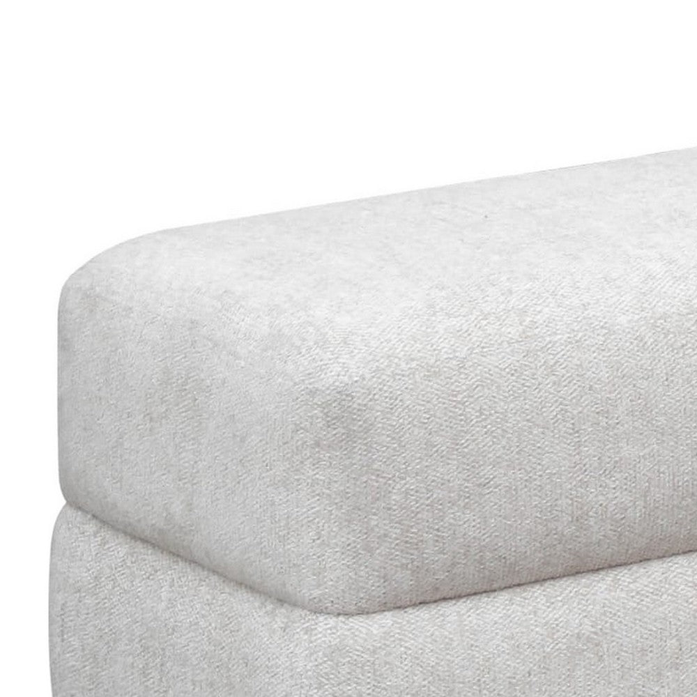Joa Bedside Bench | Beige Chenille | Brown Rubberwood Frame | 60"