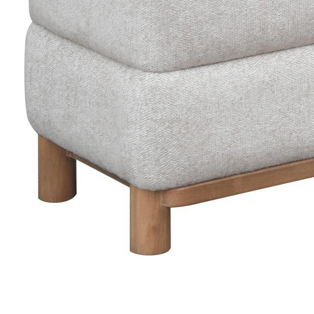 Joa Bedside Bench | Beige Chenille | Brown Rubberwood Frame | 60"