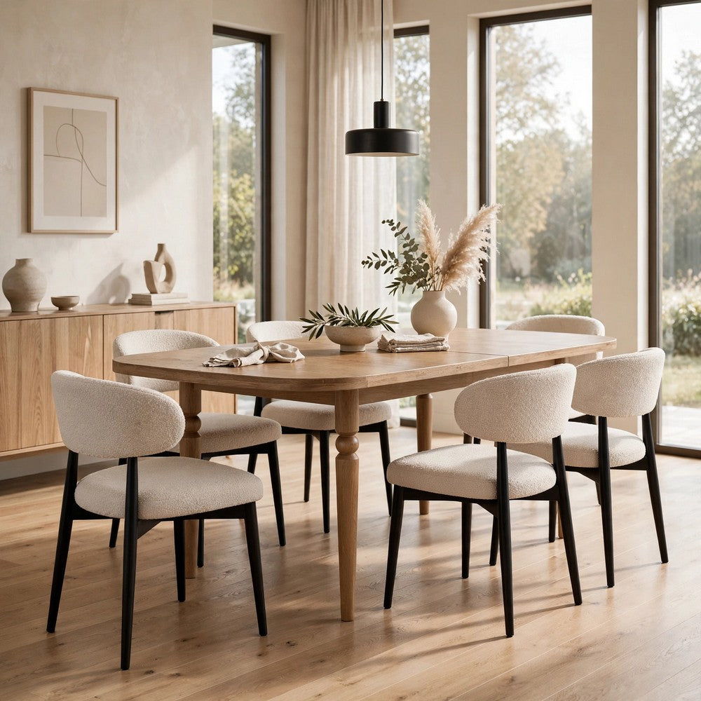 Hoa 78-96" Extendable Dining Table | Turned Legs | Brown Acacia Wood