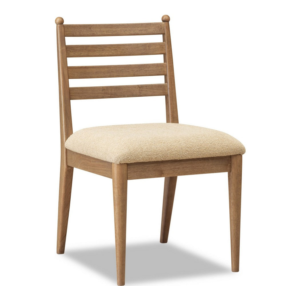 Hoa Dining Side Chair | Ladderback | Brown Chenille Seat | Acacia Wood