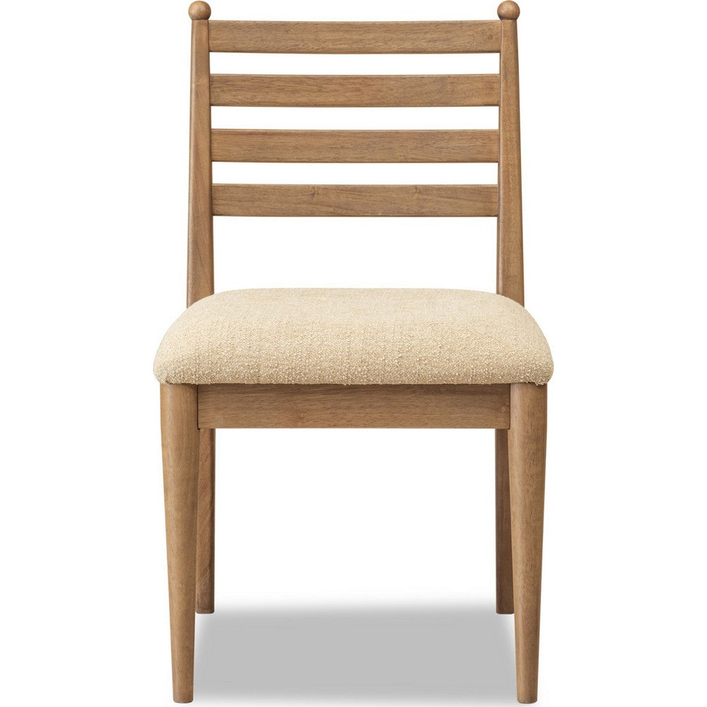 Hoa Dining Side Chair | Ladderback | Brown Chenille Seat | Acacia Wood