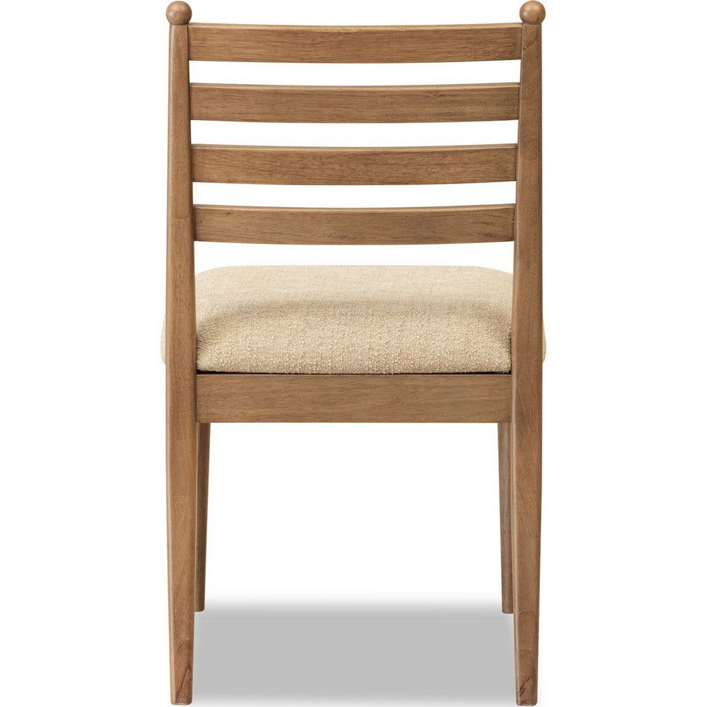 Hoa Dining Side Chair | Ladderback | Brown Chenille Seat | Acacia Wood