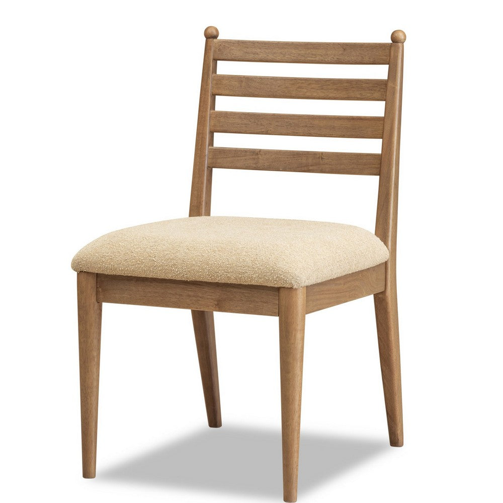 Hoa Dining Side Chair | Ladderback | Brown Chenille Seat | Acacia Wood