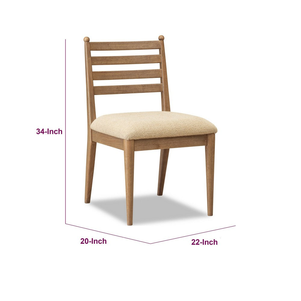 Hoa Dining Side Chair | Ladderback | Brown Chenille Seat | Acacia Wood