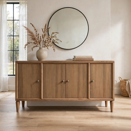 Hoa 72" Sideboard Buffet Cabinet | 4 Doors | Farmhouse Natural Brown