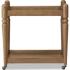 Hoa 2 Tier Bar Cart Server | Brown | Turned Legs | Rolling Casters 33"