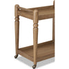 Hoa 2 Tier Bar Cart Server | Brown | Turned Legs | Rolling Casters 33"