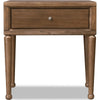 Hoa Bedside Nightst& | 1 Drawer | Bronze Steel Knob | Brown Rubberwood