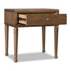 Hoa Bedside Nightst& | 1 Drawer | Bronze Steel Knob | Brown Rubberwood
