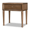 Hoa Bedside Nightst& | 1 Drawer | Bronze Steel Knob | Brown Rubberwood