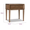 Hoa Bedside Nightst& | 1 Drawer | Bronze Steel Knob | Brown Rubberwood