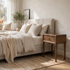 Hoa Bedside Nightst& | 1 Drawer | Bronze Steel Knob | Brown Rubberwood