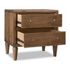 Hoa Bedside Nightst& | 2 Drawers | Bronze Steel Knobs | Brown Rubberwood