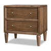 Hoa Bedside Nightst& | 2 Drawers | Bronze Steel Knobs | Brown Rubberwood