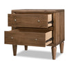 Hoa Bedside Nightst& | 2 Drawers | Bronze Steel Knobs | Brown Rubberwood