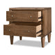Hoa Bedside Nightst& | 2 Drawers | Bronze Steel Knobs | Brown Rubberwood