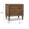 Hoa Bedside Nightst& | 2 Drawers | Bronze Steel Knobs | Brown Rubberwood