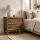 Hoa Bedside Nightst& | 2 Drawers | Bronze Steel Knobs | Brown Rubberwood